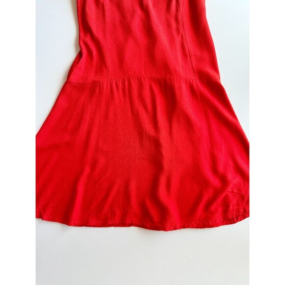 FARM RIO Red Viscose Crepe V-Neck Drop Waist Dress, Size P/S - Picture 8 of 13